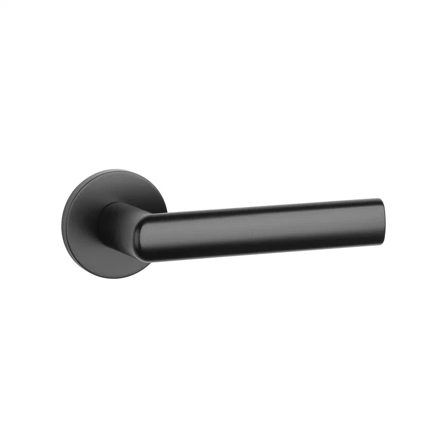 Ручка дверная SILENA R 7S BLACK, черный (круг. накладка 7мм) фото