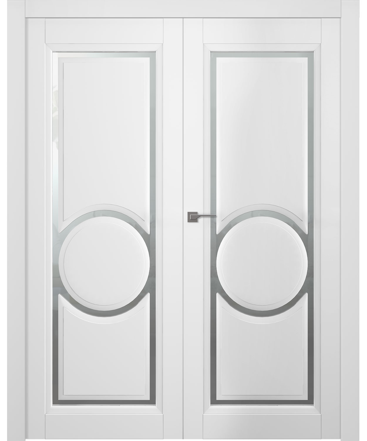 Дверное Полотно Пвдчф "Аурум 3R" Эмаль Белый 2,0-0,8 Со Стеклом Мателюкс Белый Каленый Распашная двойная
