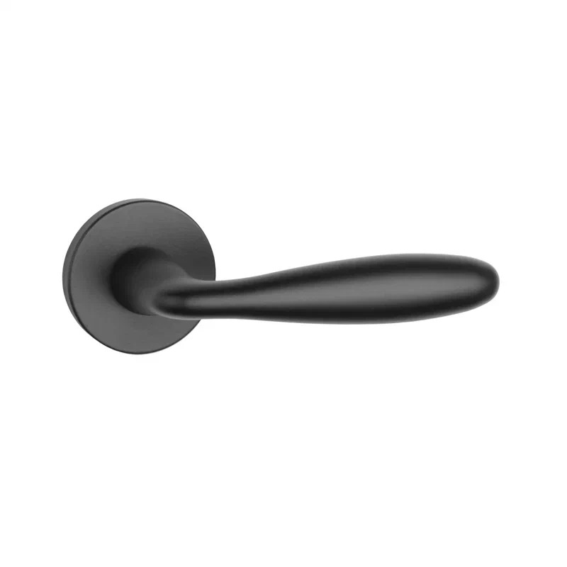 Ручка дверная VERBENA R 7S BLACK, черный (круг. накладка 7мм, Италия) фото