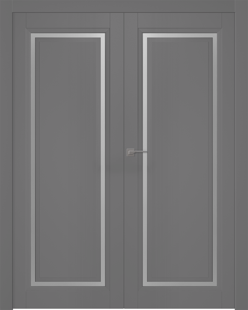 Дверное Полотно Пвдчф "Аурум 1" Эмаль Графит 2,0-0,9 Со Стеклом Мателюкс Белый Каленый Распашная двойная