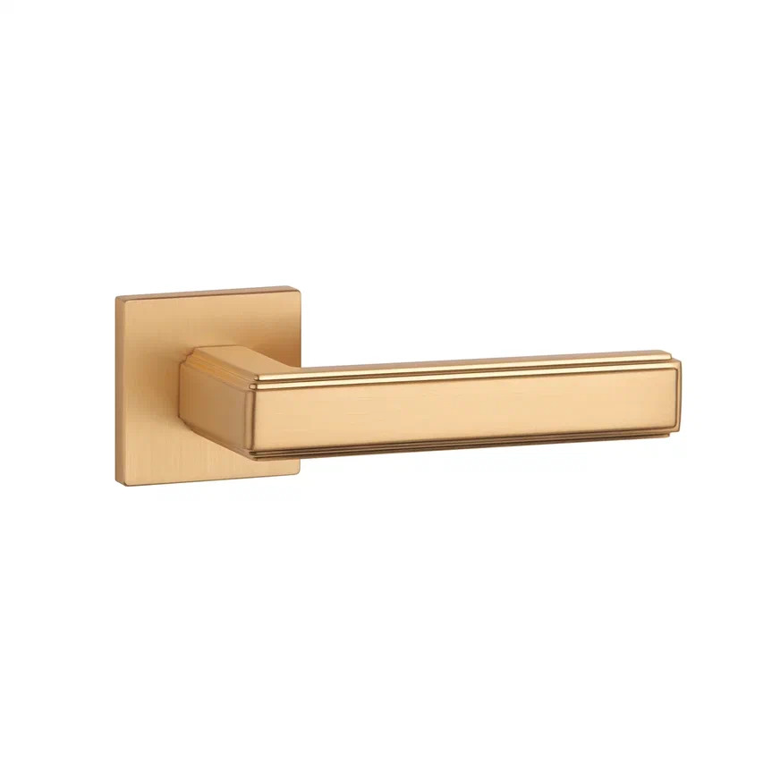 Ручка дверная Raflesia Q 7S KG, золото матовое (квадр. накладка 7мм, Италия) фото