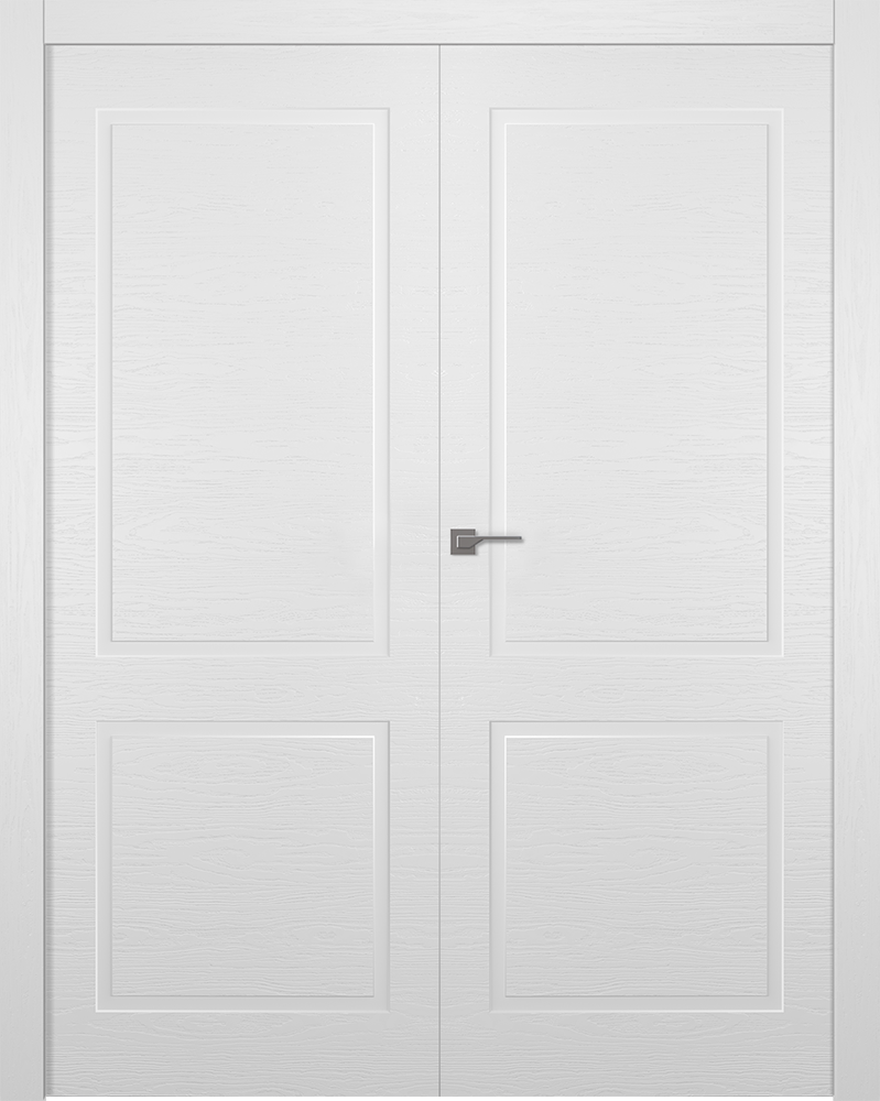 Дверное Полотно Пвдгщ "Стелла 2" Шпон Ясень Эмаль Белый 2,0-0,8 Распашная двойная