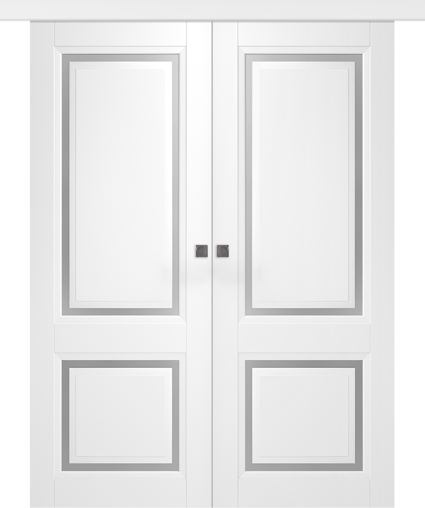 Дверное Полотно Пвдчф "Аурум 2" Эмаль Белый 2,0-0,6 Со Стеклом Мателюкс Белый Каленый Купе двойное