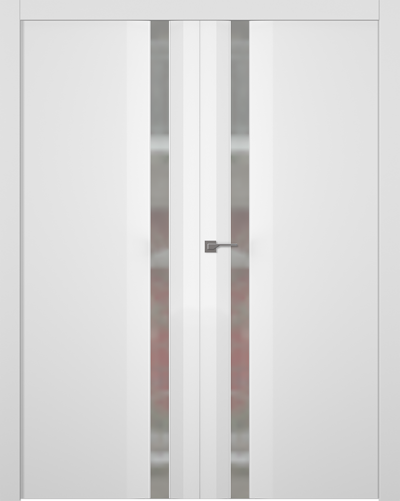 Дверное Полотно Пвдчщ "Слайд" Эмаль Белый 2,0-0,7 Smart Core С Зеркалом Графит Распашная двойная