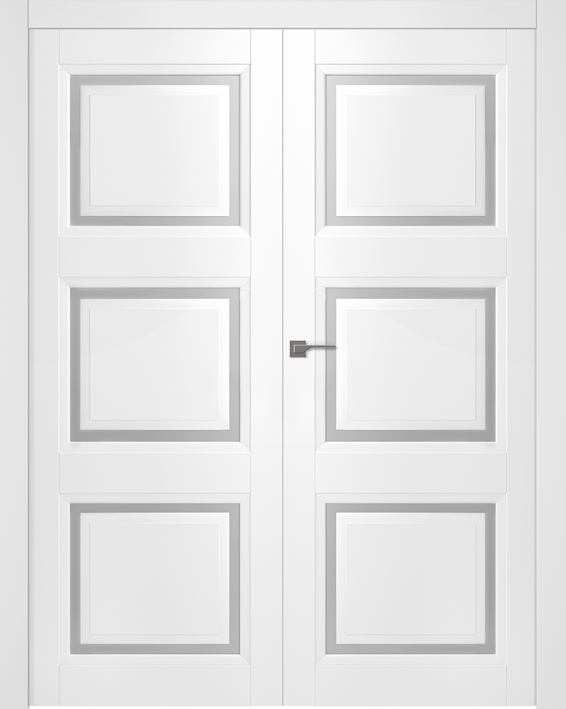 Дверное Полотно Пвдчф "Аурум 3" Эмаль Белый 2,0-0,6 Со Стеклом Мателюкс Белый Каленый Распашная двойная