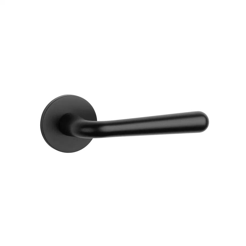 Ручка дверная IRGA R 7S BLACK, черный (круг. накладка 7мм, Италия) фото
