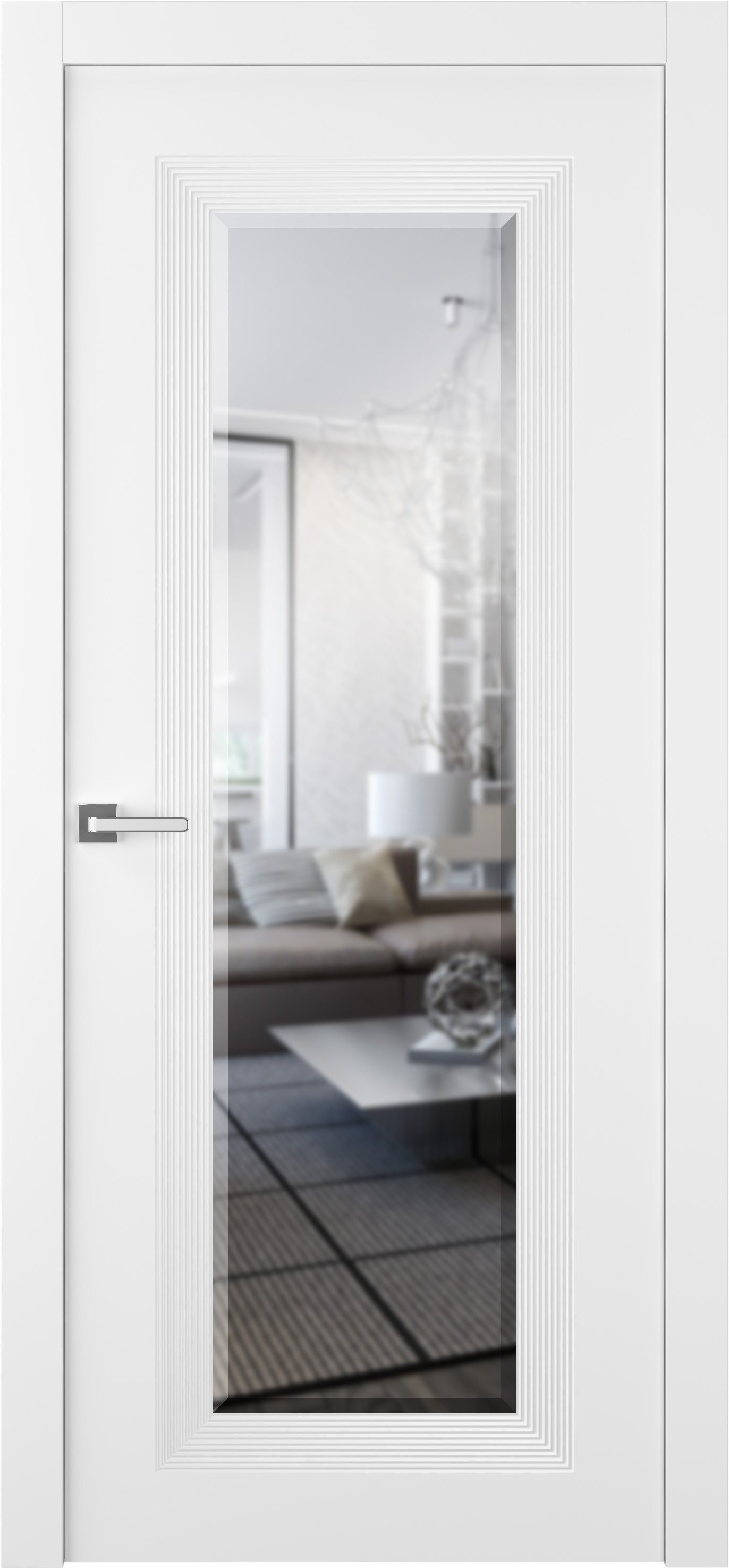 Дверное Полотно Пвдгщ "Либра 1" Эмаль Белый 2,0-0,7 Smart Core С Зеркалом Распашная двойная