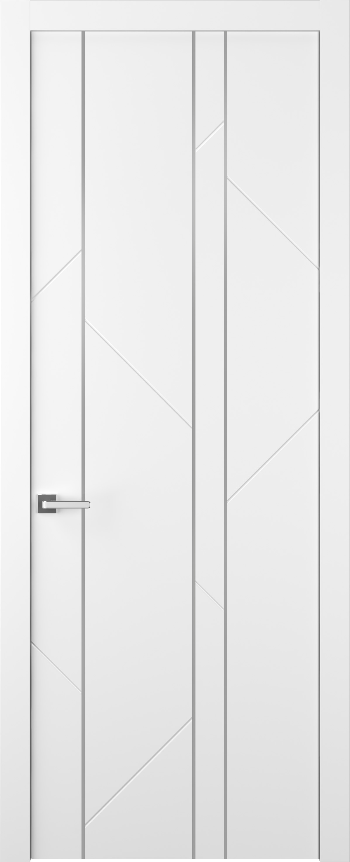 Дверное Полотно Пвдгщ "Флекс 1" Эмаль Белый 2,0-0,7 Smart Core С Молдингом Хром Распашная двойная