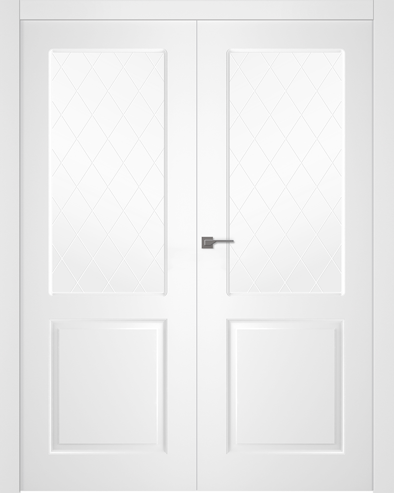 Дверное Полотно Пвдощ "Alta" Эмаль Белый 2,0-0,8 Smartcore Мателюкс Белый Витраж Рис39 Распашная двойная