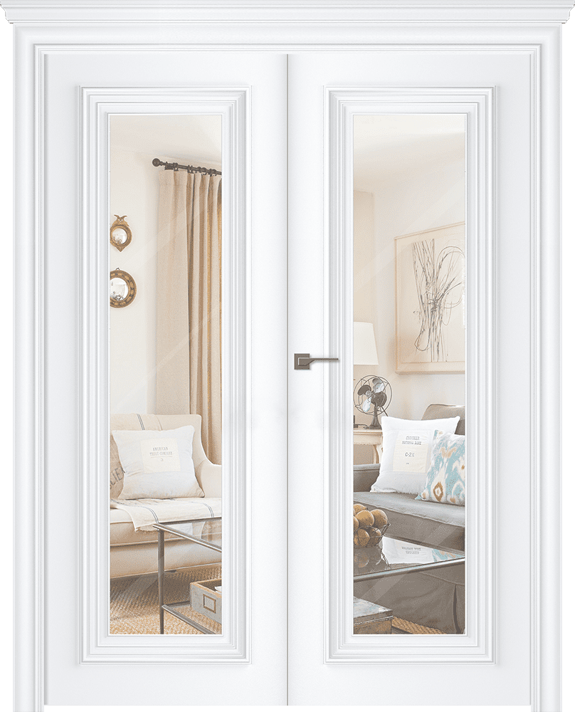 Дверное Полотно Пвдгщ "Палаццо 1" Эмаль Белый 2,0-0,6 Smart Core С Зеркалом Распашная двойная
