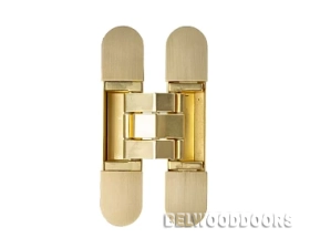 Петля скрытая ELEMENTIS, универсальная, 3D, 115x23 мм, 40 кг, цамак, золото матовое фото