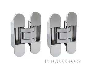 Петля скрытой установки ELEMENTIS 120х30 мм, серебро, с комплектом колпачков (50 кг/2 шт) фото