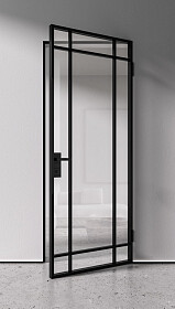 Дв.полотно Пвдгщ "Спейс Апр 8" Black 2,0-0,8 Прозрачное Каленое Комп 2 С Фурн №33/4 Black В Ящике-Упаковке Распашная