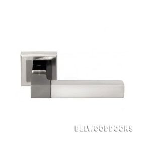 MH-28 SN/BN-S, ручка дверная "Fukoku", на квадратной накладке, цвет - бел. никель/черн. Никель фото