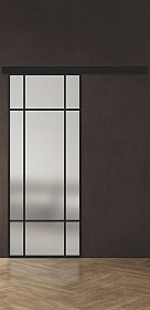 Дв.полотно Пвдгщ "Спейс Ап 7" Black 2,0-0,8 Мателюкс Белый Каленый Комп 2 С Фурн №34 Black Распашная