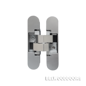 3-WAY петля скрытой установки 110х24 универсальная с колпачками, мат хром (60 кг на 2шт) (21009-105 SC) фото